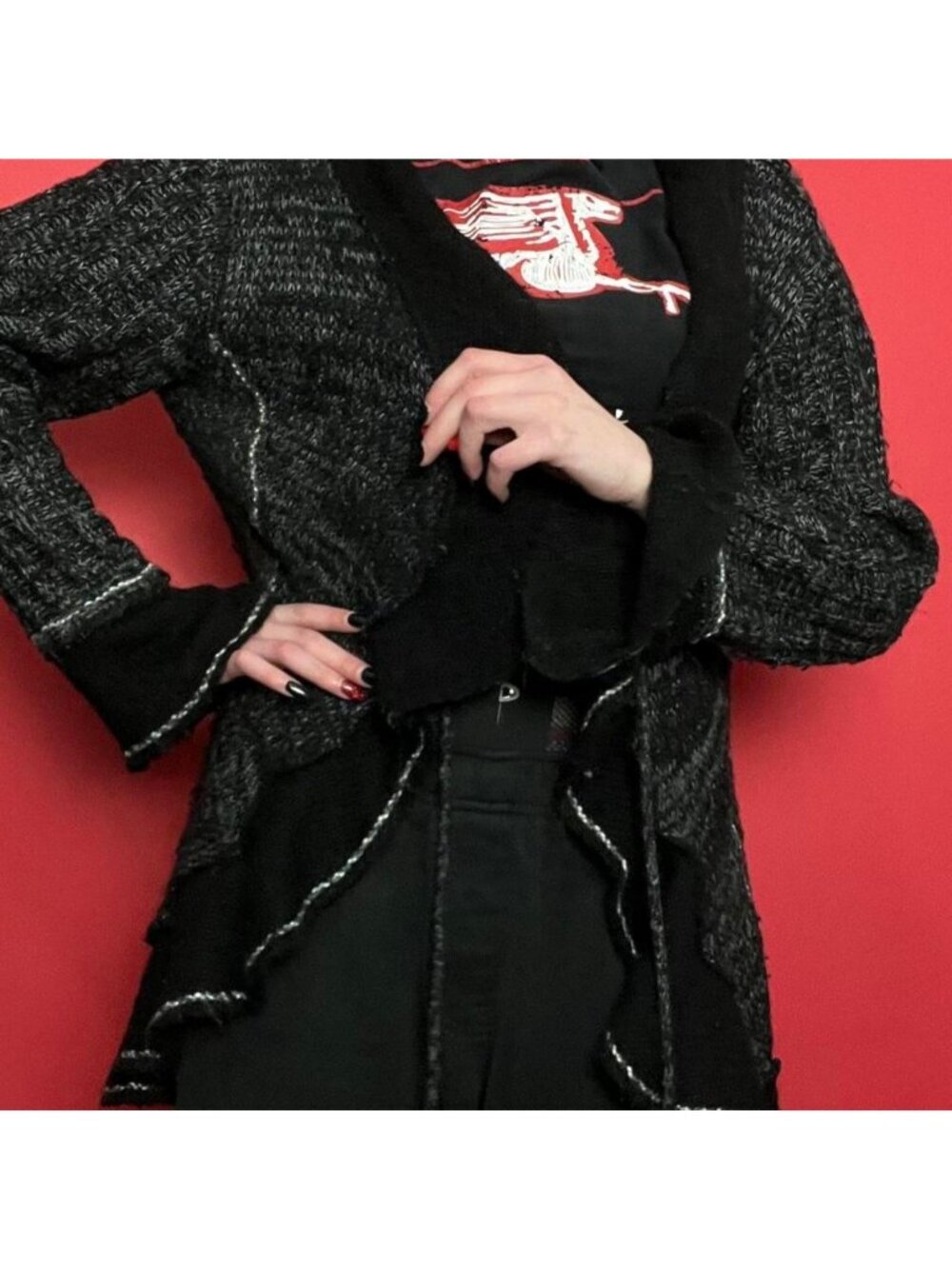 Feelings CA / Black and grey asymmetrical cardigan 🖤🩶​